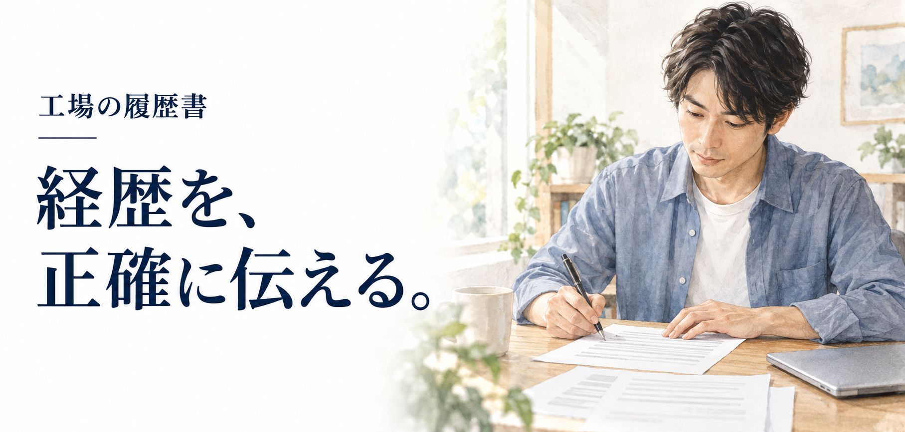 工場 履歴書：応募書類を整理する人のイラスト